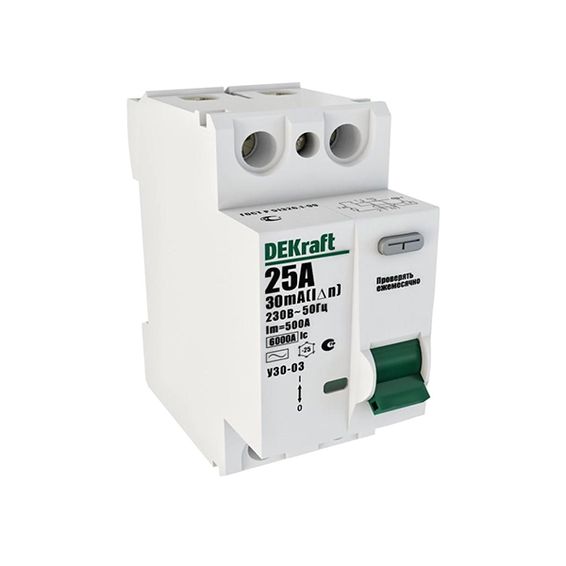 Выключатель дифференциального тока (УЗО) 2P 25А 30мА AC УЗО-03 6кА