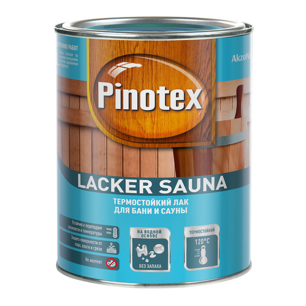 Лак для бань и саун на водной основе Pinotex Lacker Sauna 20 полуматовый 1л