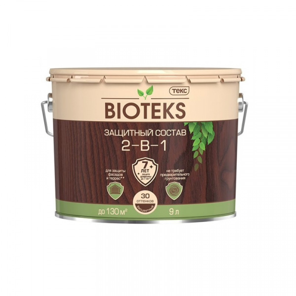Биотекс защитный состав 2-в-1 9л орех
