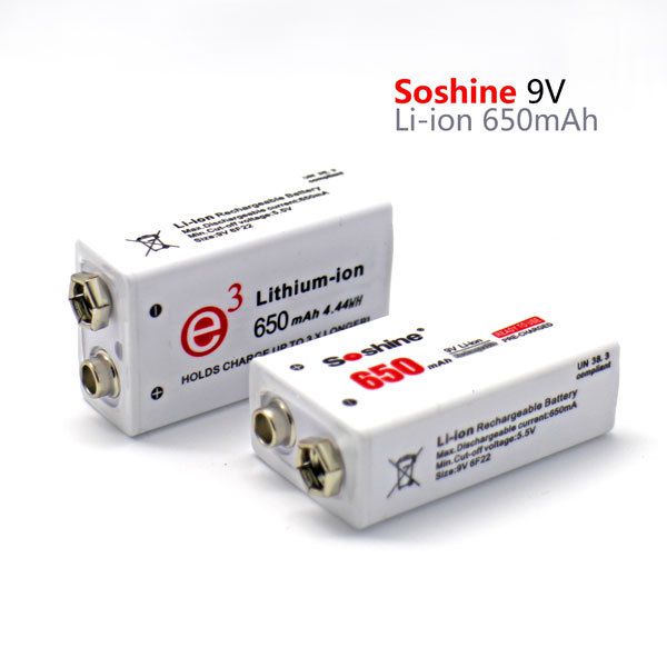 Аккумулятор Li-ion Soshine 9 V  - 7,4 V-  650 mAh  перезаряжаемый