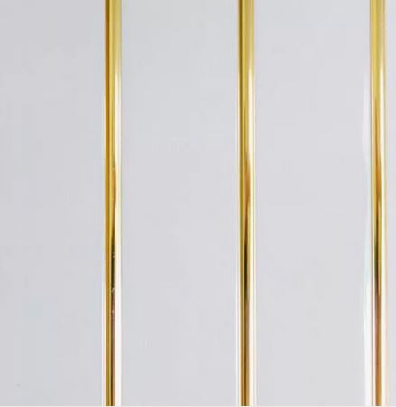Панель ПВХ Софито белый золото 3 полосы 3000*240*8мм/10 ОП
