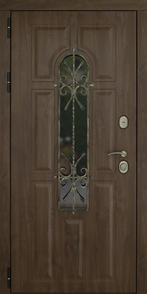 Двери металлические 2050х960х102 ДК ЛИОН (левая) орех/белый альберо,2 замка,сталь1,5мм,базальт