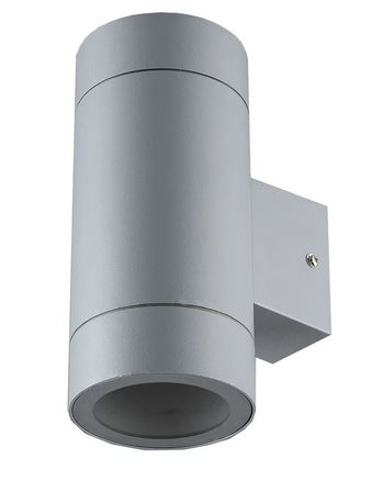 Светильник фасадный Ecola 8013A прозр.цилиндр металл.серый матовый IP65 2*GX53 205x140x90 FG53C