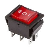 Выключатель клавишный 250В 15А (6с) ON-OFF-ON красный с подсветкой и нейтралью Rexant 36-2390