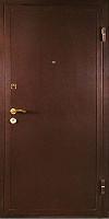 Двери металлические 2050х960х50х2мм. металл/металл коричневая,мин.вата,1 замок,ручка нажимная,левая