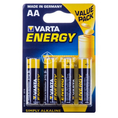 Батарейка щелочная Varta LR6 (АА) Energy 1.5В бл/4