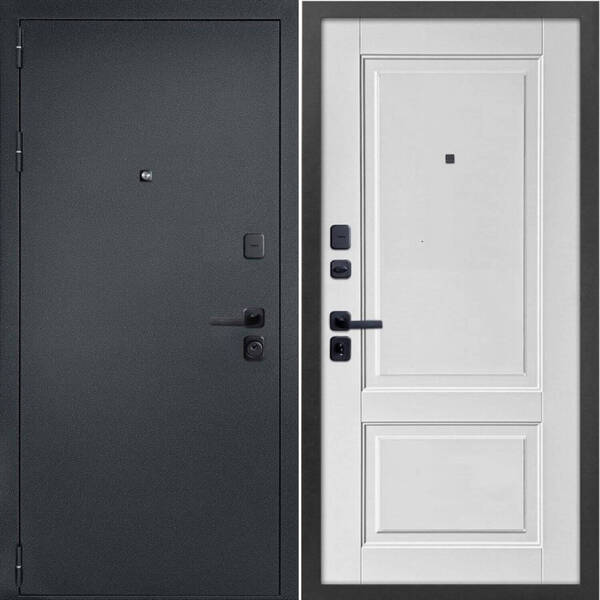 Двери металлические 2050х860х90 ДК БРЕСТ (правая) сталь1,2мм, 2замка,сереб.ант, МДФ 10мм, цвет белый