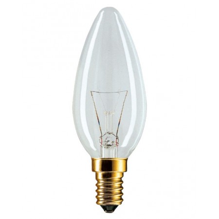 Лампа накаливания 40W Е14 С1 свеча прозрачная GE